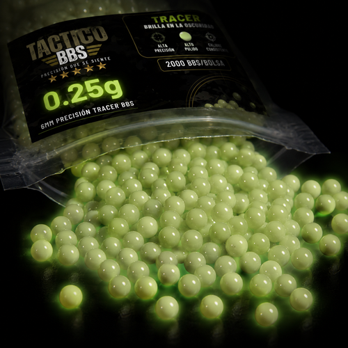 Balines Trazadores Airsoft 0.25g — Brillan en la Oscuridad — Táctico BBS